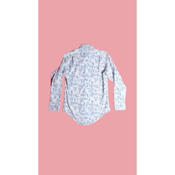 1960s JONATHAN HILL Design. BULL. Matador Print. Button Up Collared Shirt. XS-S - Picture 3 of 9